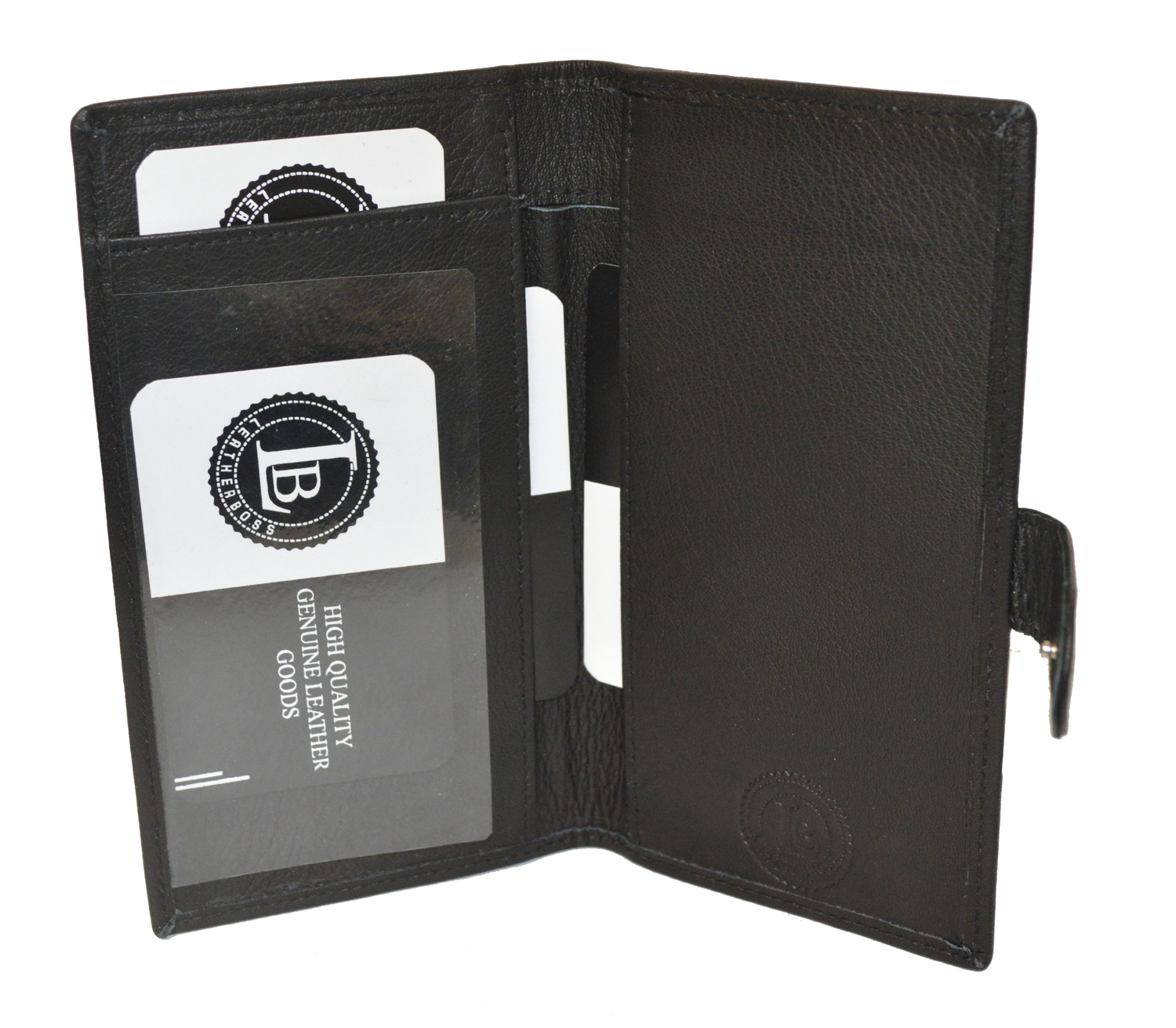 Leatherboss Genuine Leather Checkbook Cover with Snap Closure Leatherboss