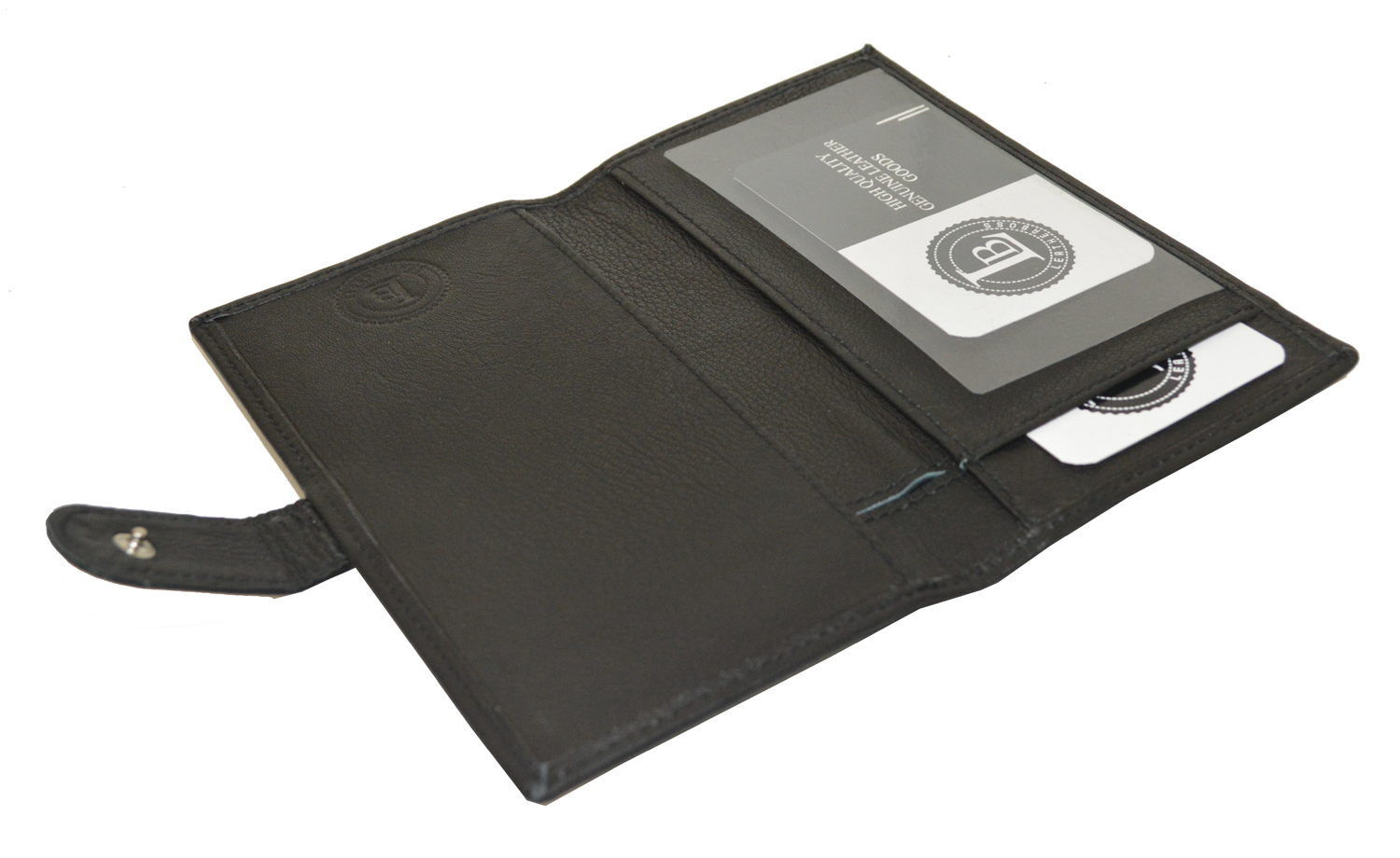 Leatherboss Genuine Leather Checkbook Cover with Snap Closure Leatherboss