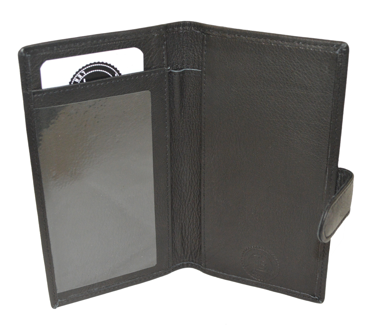 Leatherboss Genuine Leather Checkbook Cover with Snap Closure Leatherboss