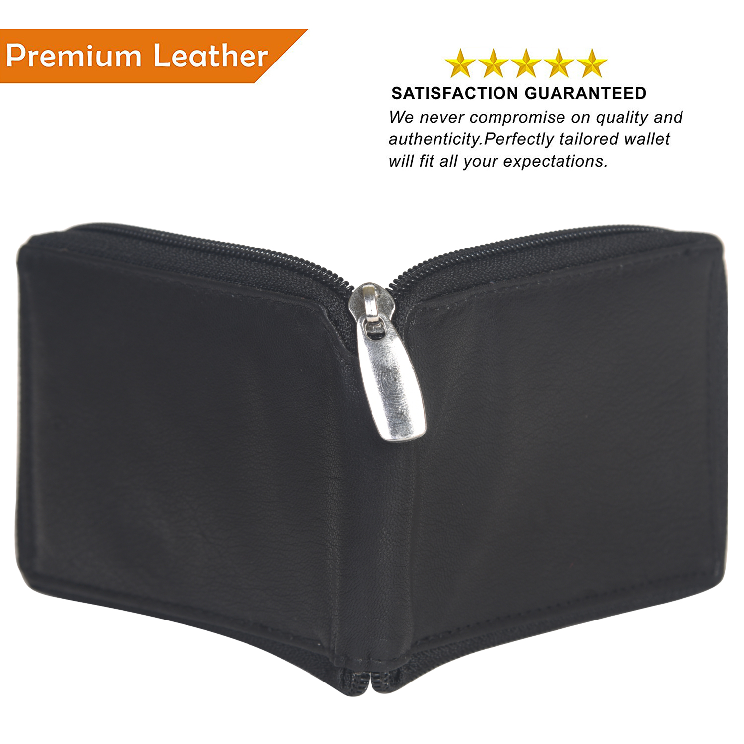 thumbnail image 2 of Leatherboss Men's Genuine Leather Money Belt – Black, Size 44, Hidden Zipper Pocket For Cash 2 of 6